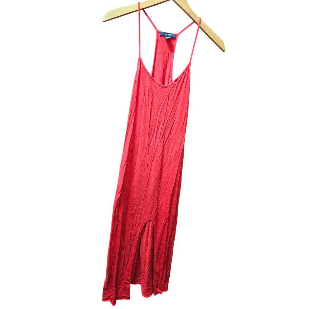 FOREVER 21 Red Racerback Front Slit Maxi Dress Size Small | Casual Summer Dress
